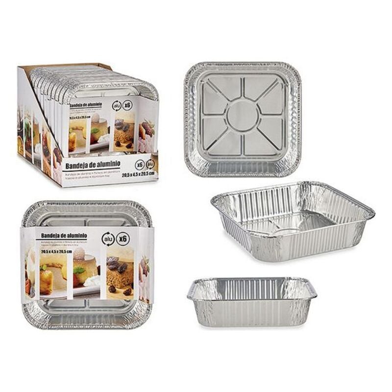 Set of trays Aluminium Squared (6 pcs) (20,5 x 7 x 20,5 cm)_0