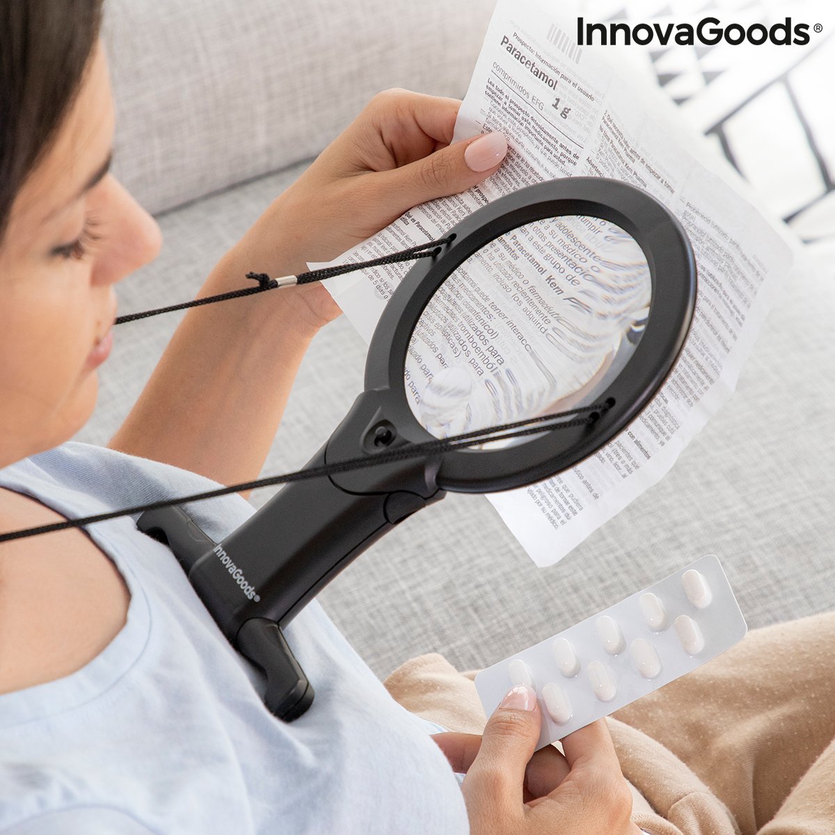 Hands-Free Magnifying Glass with LED light Zooled InnovaGoods_26