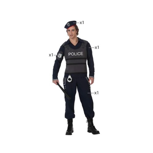 Kostume til voksne Politimand Blå, str. XL_0