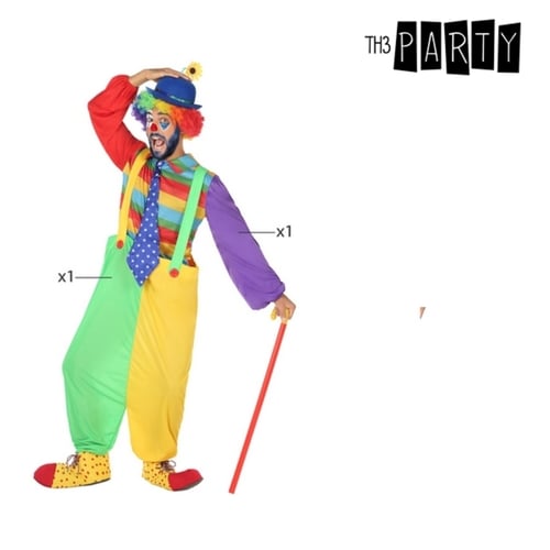 Kostume til voksne Mande klovn Multifarvet (3 Pcs), str. XS_3