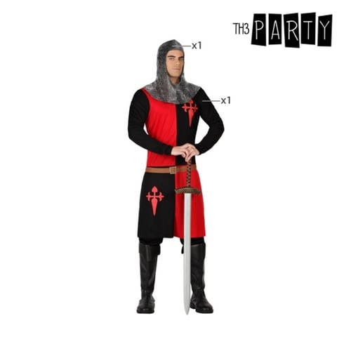 Kostume til voksne Korsfarens ridder Sort Rød (2 Pcs), str. M/L - picture