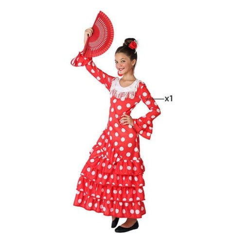 Kostume til børn Sevillana danser Rød, str. 10-12 år - picture
