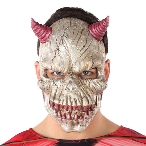 Maske Halloween Dæmon Hvid (21 x 34 cm)_0