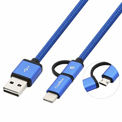 USB-kabel til Micro USB og USB C CoolBox COO-CAB-U2MC-BL  - picture