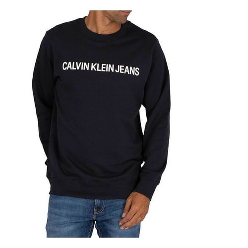Sweaters uden Hætte til Mænd Calvin Klein CORE LOGO INTITUTIONAL J30 Marine_0