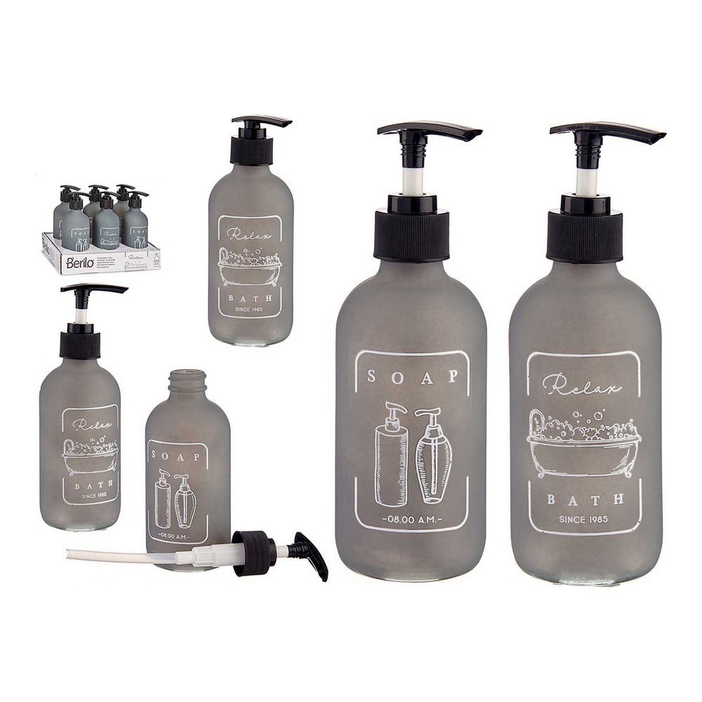 Soap Dispenser Black Grey Glass polypropylene (6,5 x 16 x 6,5 cm)_0