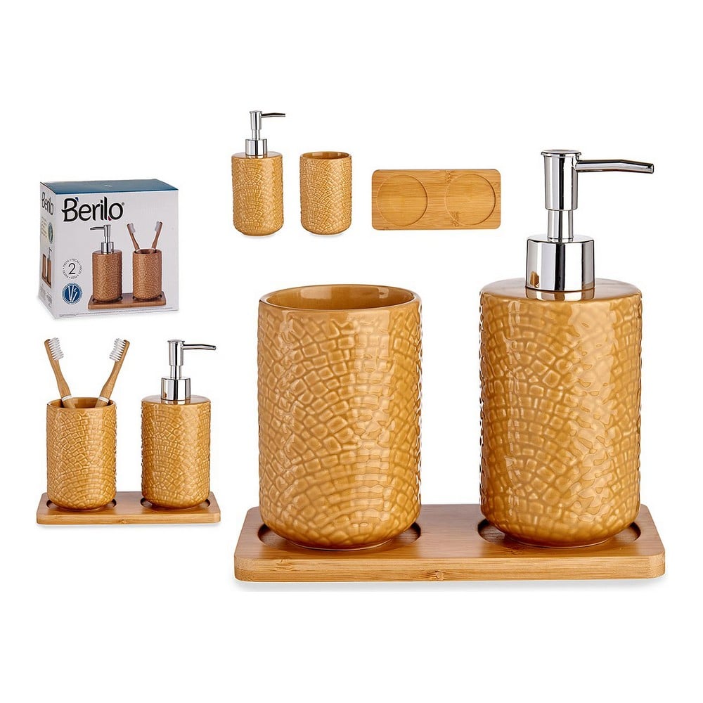 Bath Set Squares Ceramic Bamboo Camel (3 pcs)_8