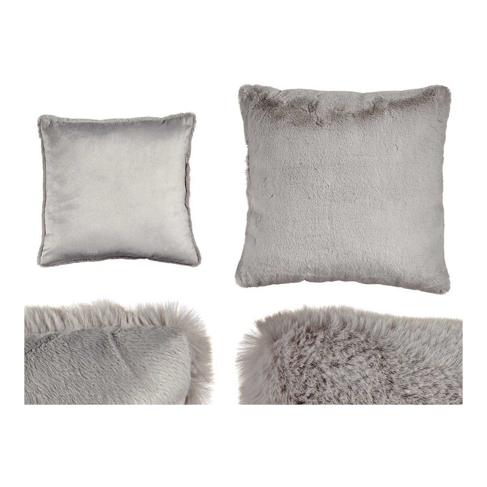 Cushion With hair Grey Synthetic Leather (40 x 2 x 40 cm)_0