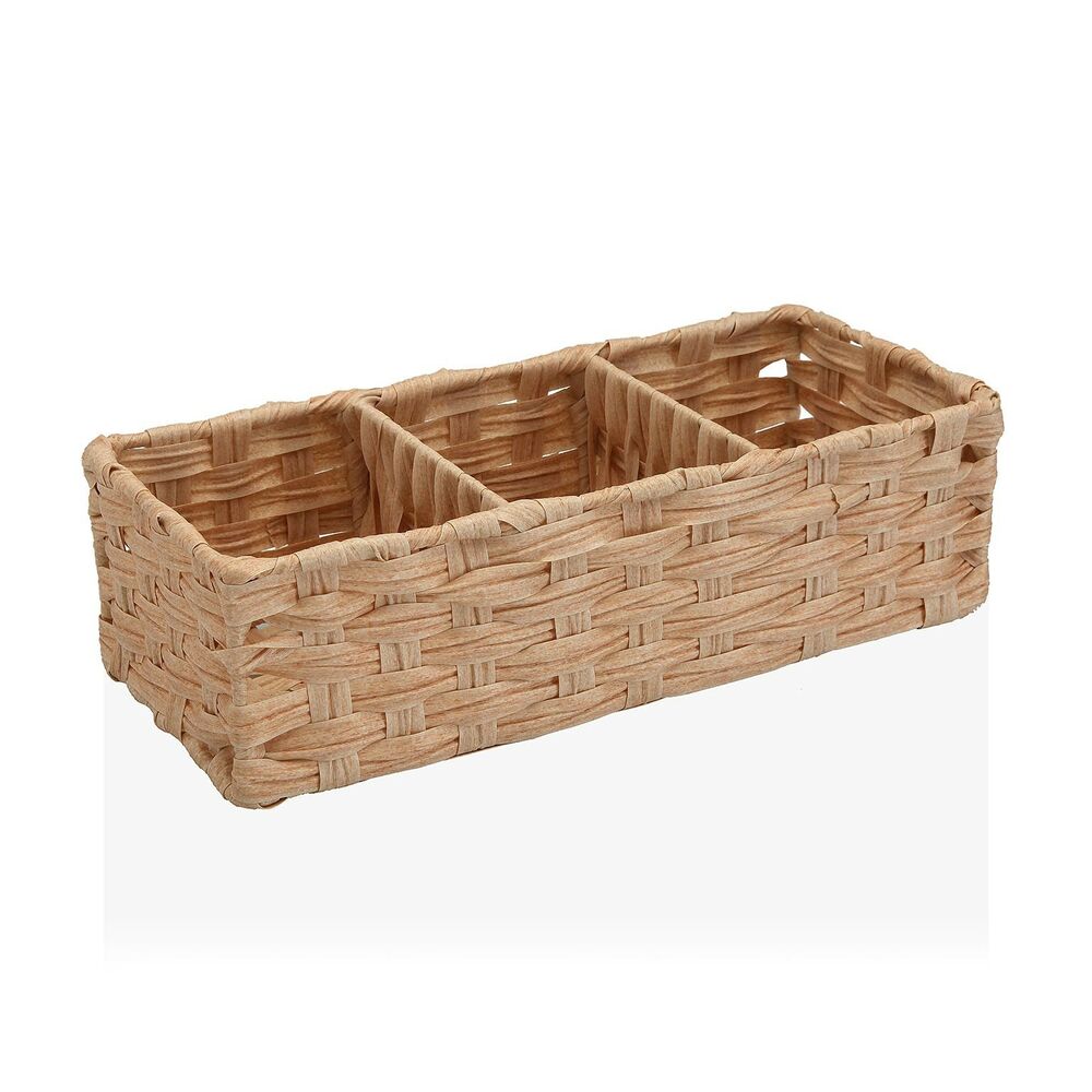 Basket Light brown 3 Compartments Polyethylene (15,2 x 10,2 x 35,6 cm)_0