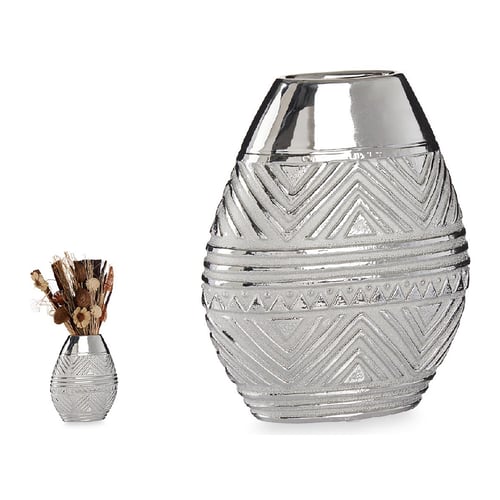 Vase Bredde Keramik Sølvfarvet (9,8 x 26,5 x 22 cm)_1