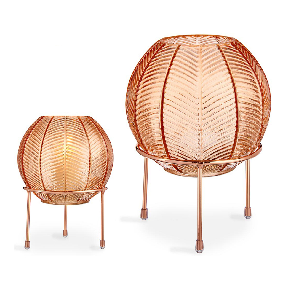 Vase Amber Ball Metal Glass (14,5 x 19,5 x 14,5 cm)_0