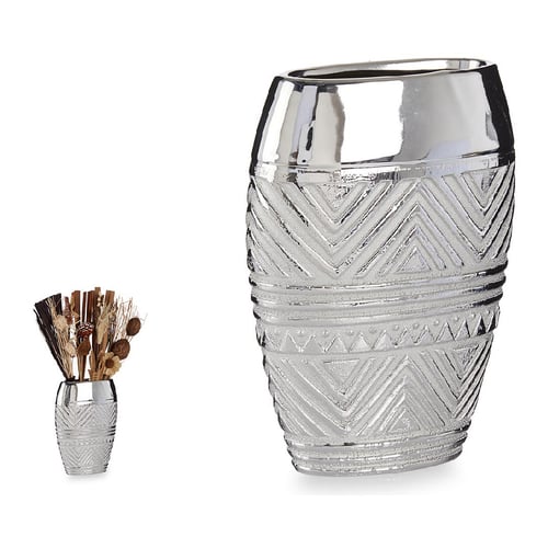 Vase Bredde Keramik Sølvfarvet (9,5 x 26,5 x 19,5 cm)_1