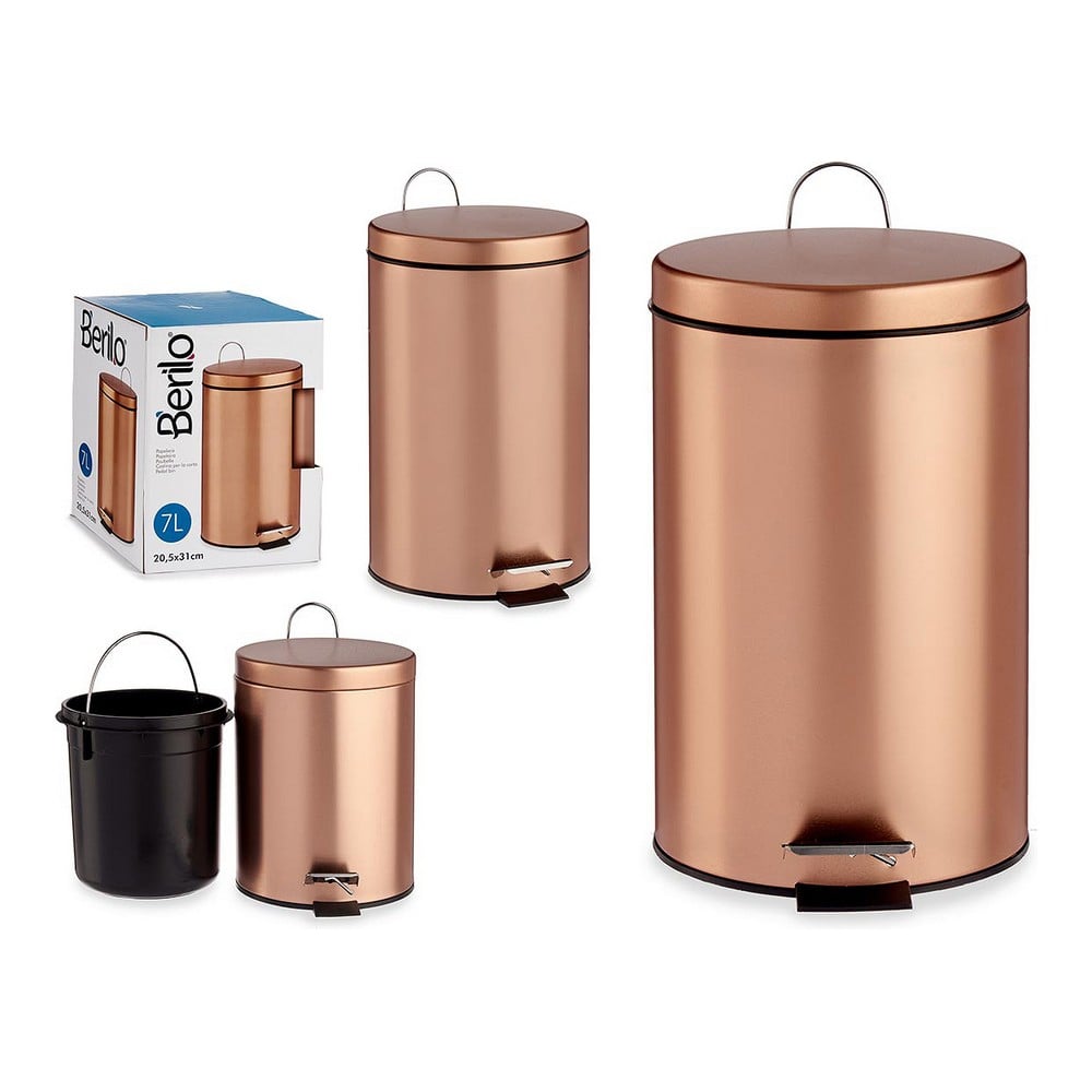 Pedal bin Metal Copper Plastic 7 L (20,5 x 30,5 x 26 cm)_0