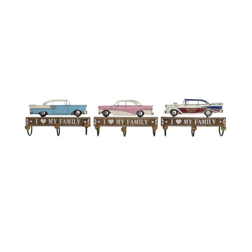 Väggmonterad rockhängare DKD Home Decor Metall Vintage Trä MDF (29 x 8 x 17 cm) (3 pcs)_0