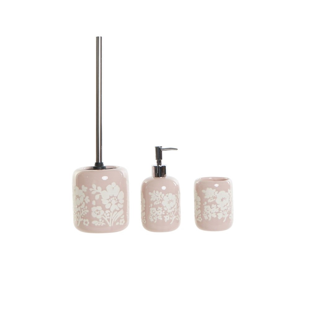 Bath Set DKD Home Decor Ceramic Pink White Shabby Chic (3 pcs)_0