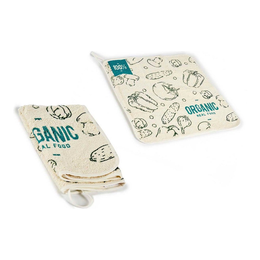 Kitchen Cloth Organic White Green (50 x 0,3 x 50 cm)_0