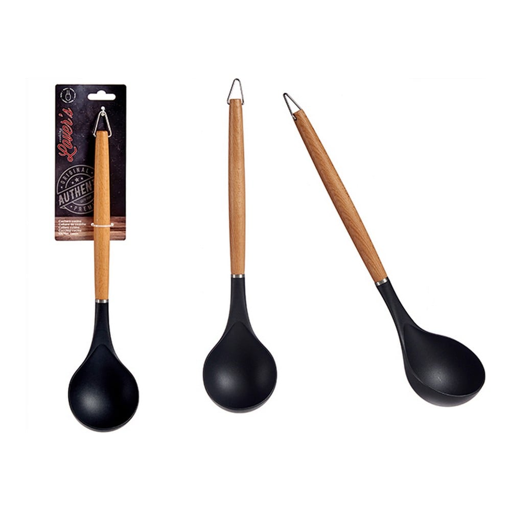 Ladle Brown Black Nylon beech wood (8 x 3 x 32,5 cm)_0