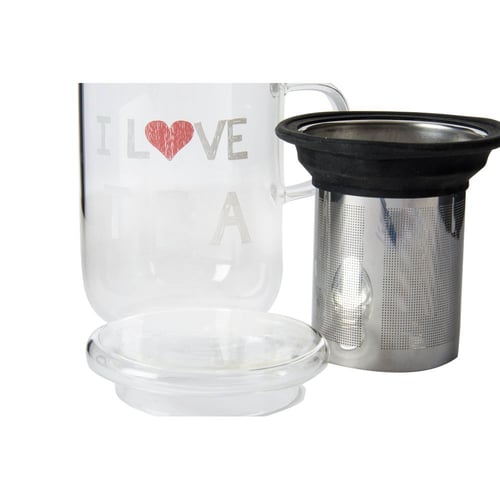 Krus med infusionsfilter DKD Home Decor Gennemsigtig Rustfrit stål Borosilikatglas (500 ml)_2