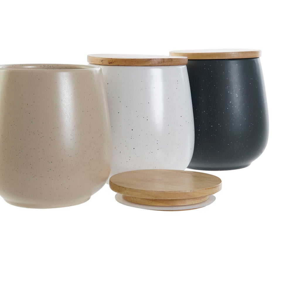 Tin DKD Home Decor Rubber wood Stoneware (3 pcs) (10 x 10 x 13 cm)_3