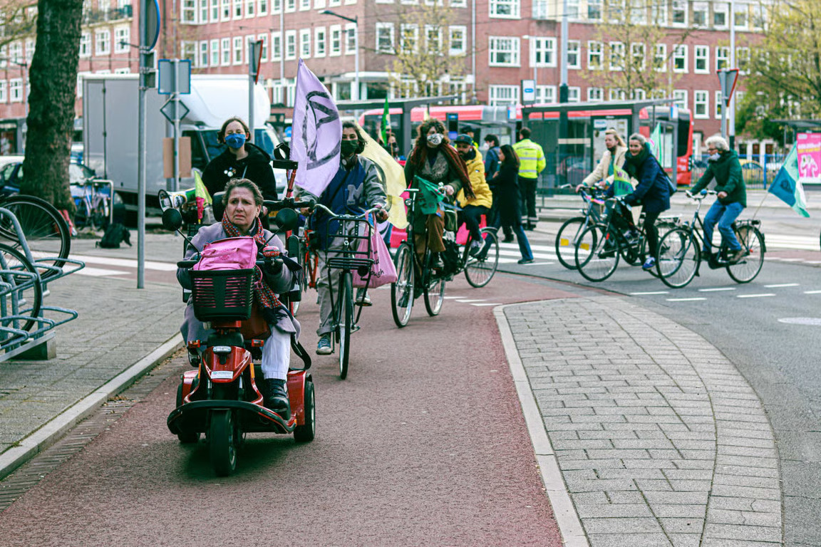 Cycling protest through Amsterdam