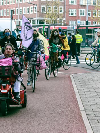 Cycling protest through Amsterdam