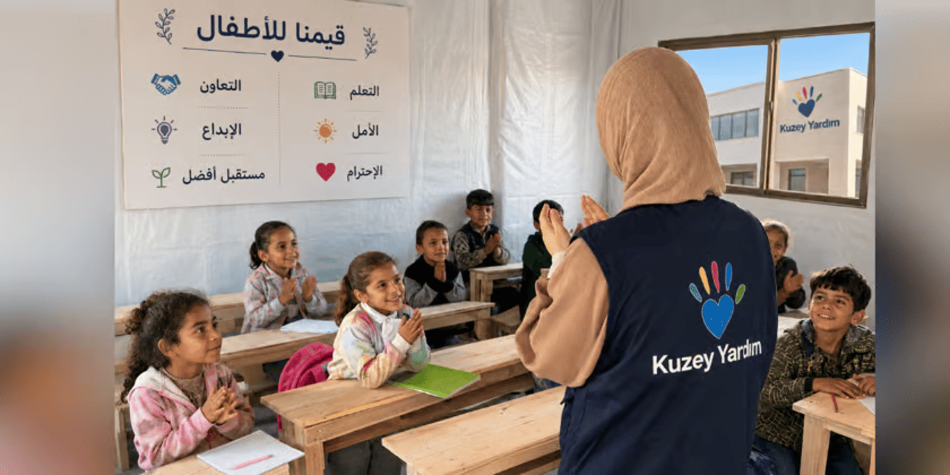 Teacher leading a classroom of young children