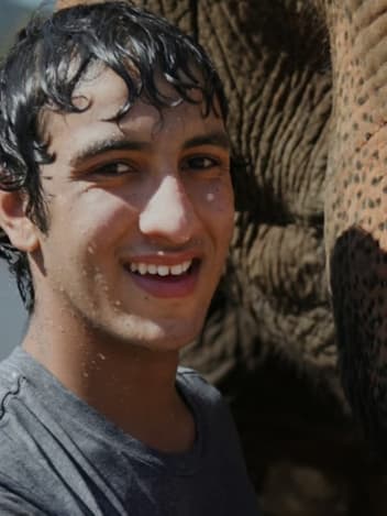 Scholarship student smiling outdoors