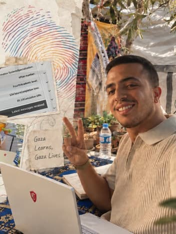 Graduate from Gaza continuing his studies