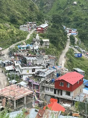 Mountain village rebuilding after a disaster