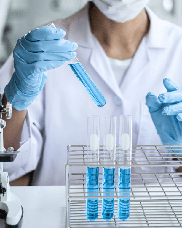Researcher holding a test tube in the lab