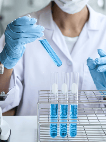 Researcher holding a test tube in the lab