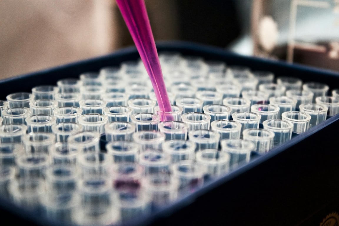 Scientist examining samples