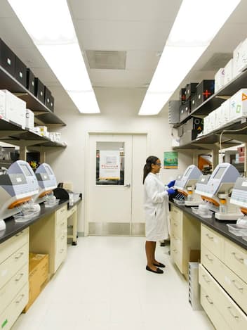 Researcher working in a cancer lab