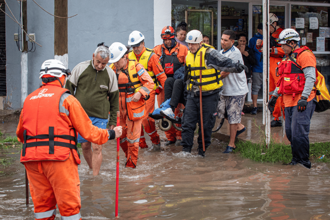 A rescue team searching for missing people in Nepal