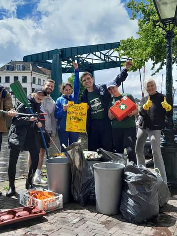Volunteers after a canal clean-up