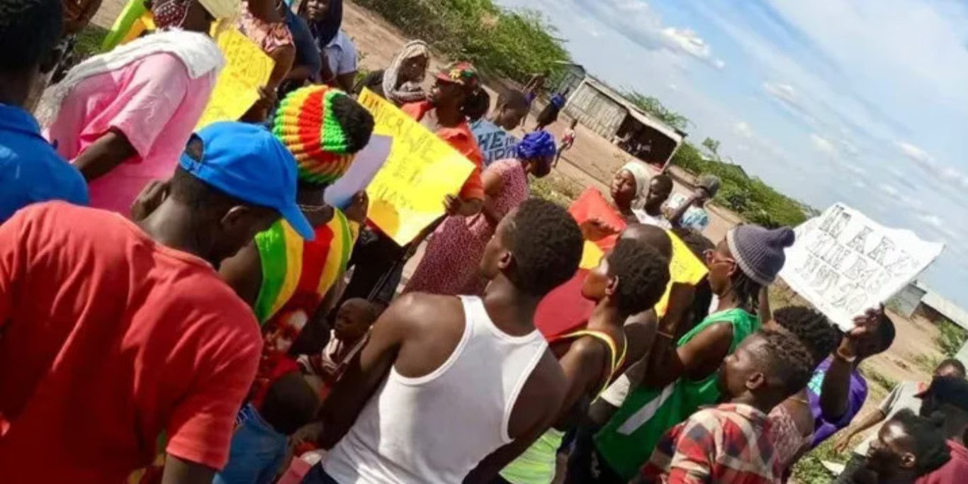 Community members at a rally