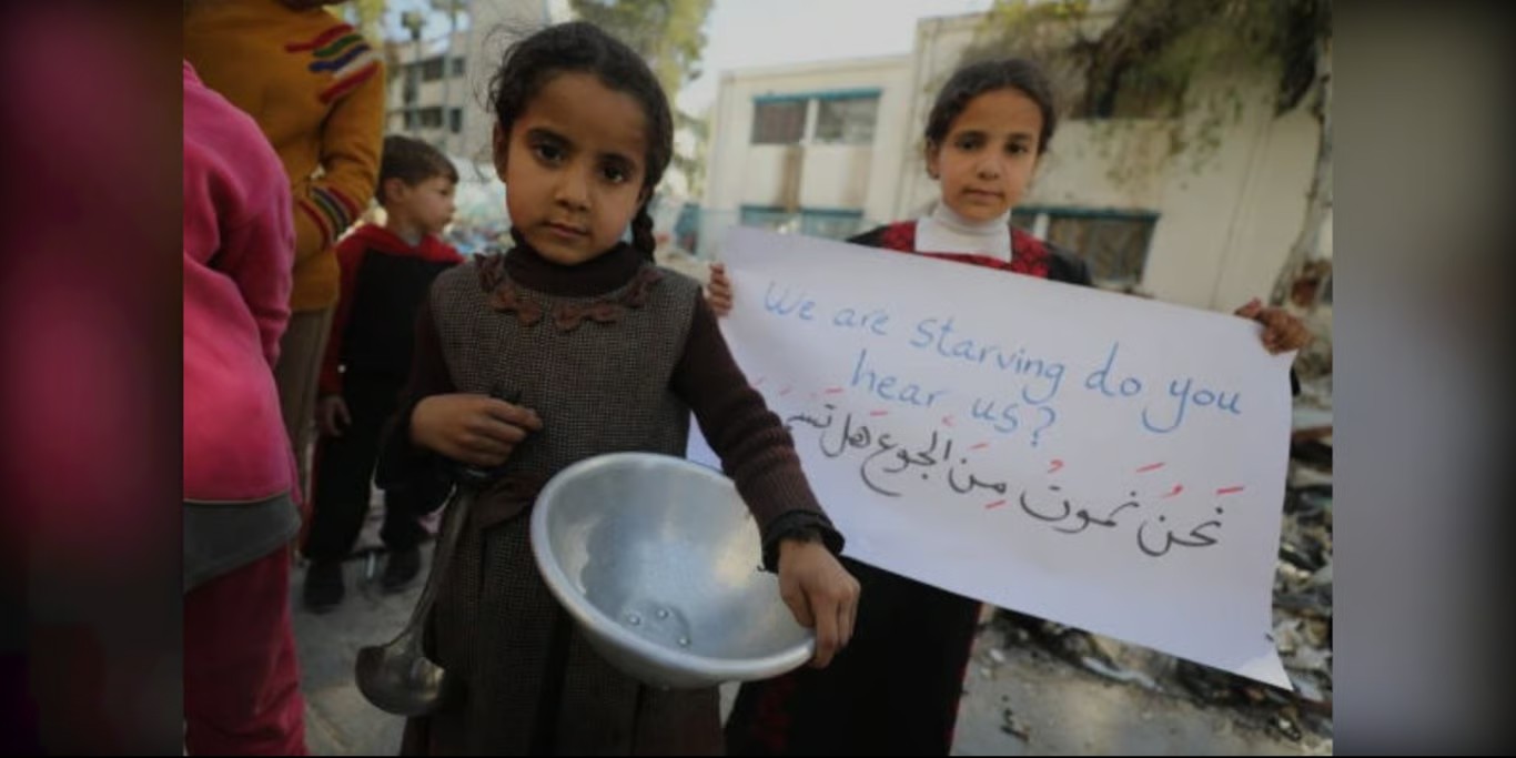 Girls asking for food support