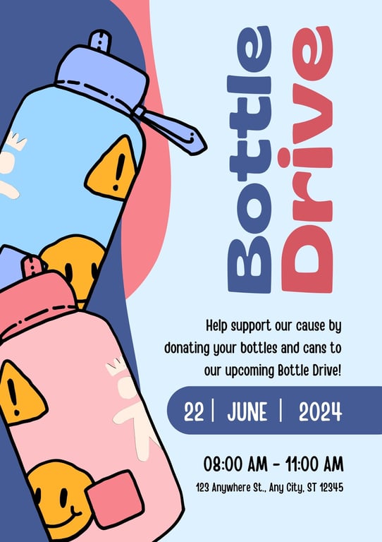 can and bottle drive fundraiser flyer
