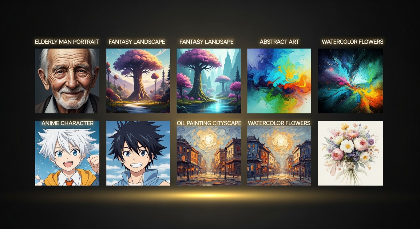 Collection of stunning AI-generated images showcasing diverse prompt styles and techniques