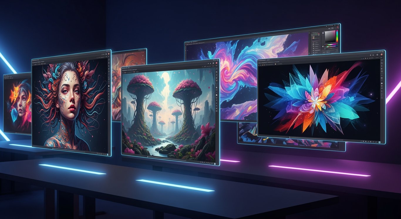 AI art comparison showing different AI image generation platforms and their unique styles