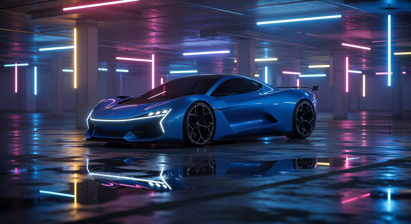 Stunning automotive photography of a sports car generated by Flux Pro Ultra
