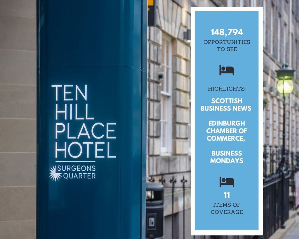 hotel PR photography, Surgeon's Quarter milestone media success graphic