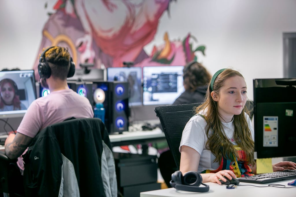 Hyper Luminal junior QA tester Scott Burt (left) and QA Tester Phoebe Anderson