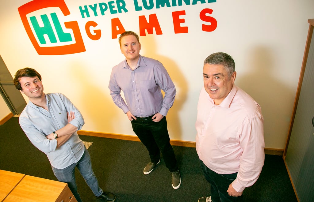 L to R Hyper Luminal Creative Director Rob Madden, CEO Stuart Martin, Chairman Sean Tracey -2