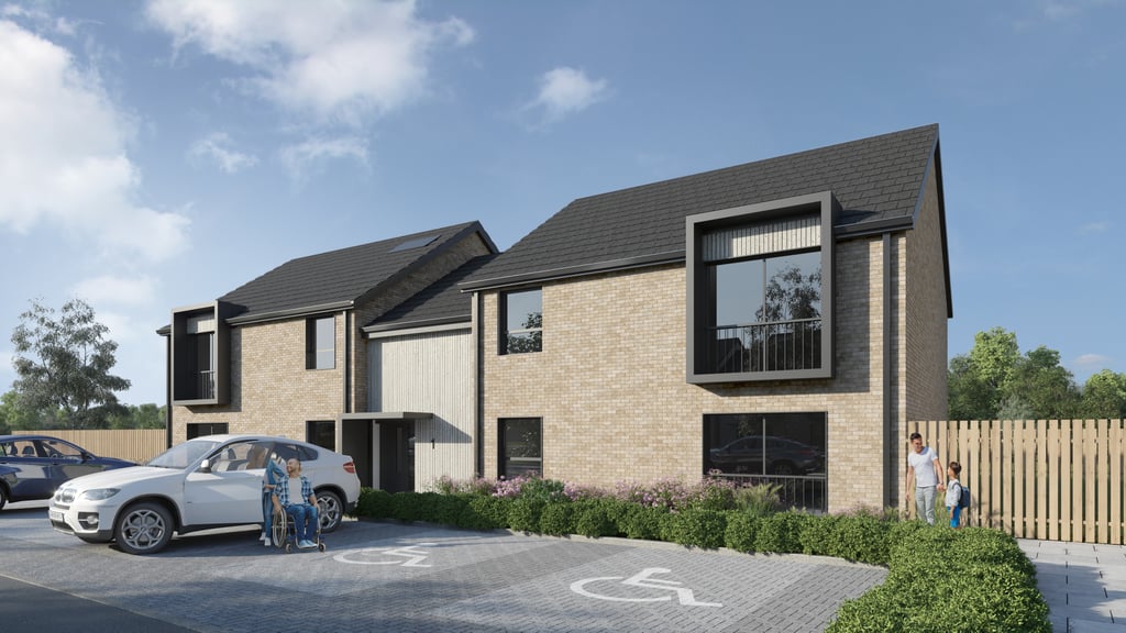 PR Scotland photography shows the outside of Blackwood's new specialists homes for people who need assistance