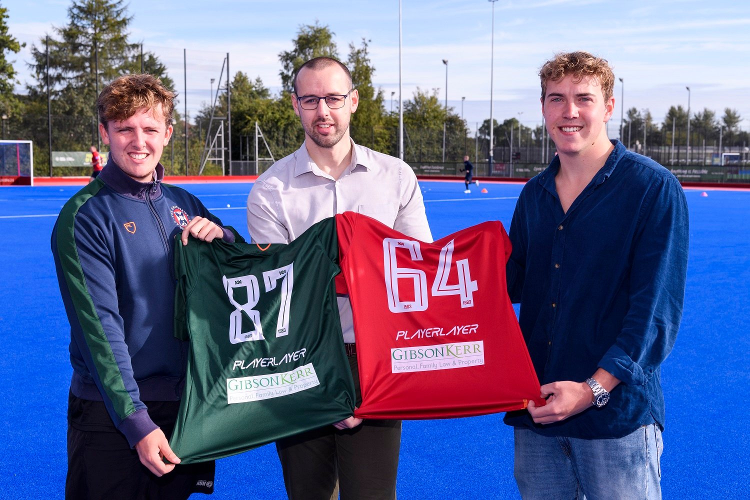 Pictured from left to right is EUMHC President, Alex Johnson, Donald Towsey, Solicitor in the Property department at Gibson Kerr and EUMHC Sponsorship Secretary, Ben Wilson.