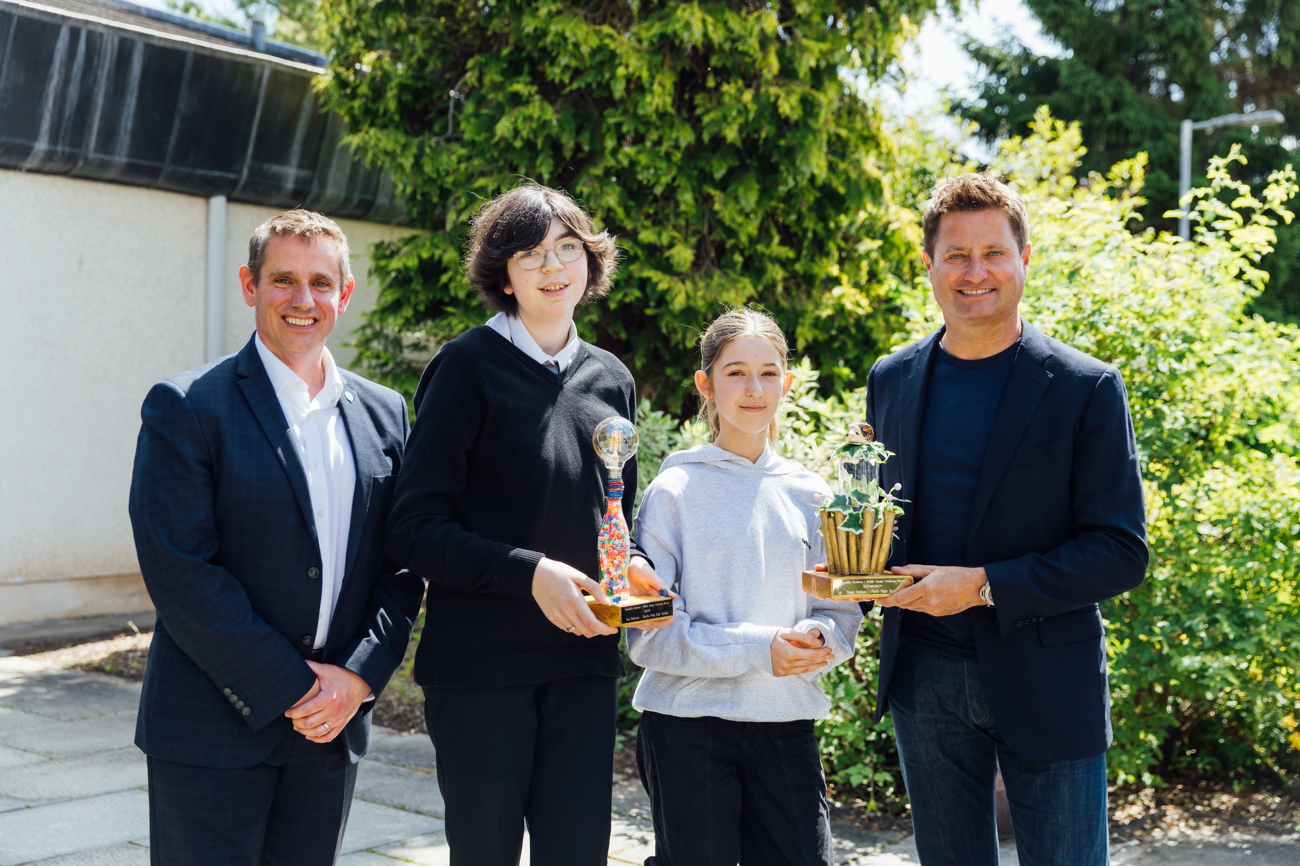 Scottish PR agency captures student winners of design competition Isla Bethune and Tassi Forbes, whose designs will inform a new complex needs facility