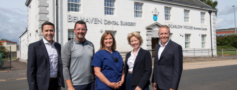 an image of the dental surgeries team L-R Christoper Friel, Colin Jones, Catherine Jones, Lynn Hood, and Philip Friel image used by Scottish PR company