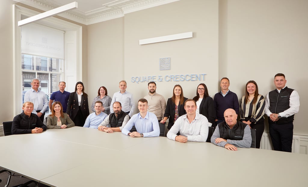Full photo of all of square and crescents team image used by Edinburgh PR company