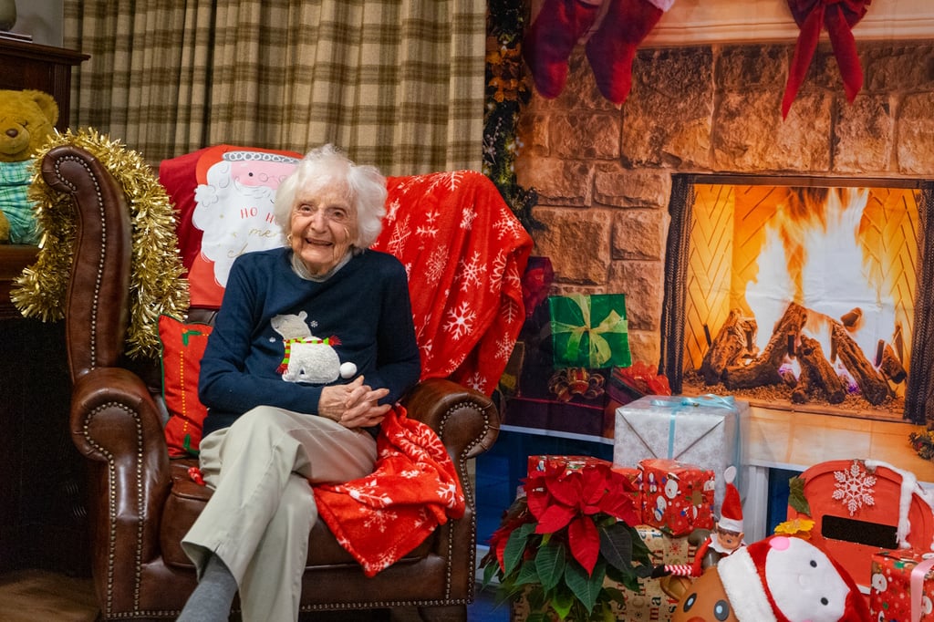 A photograph of Cramond Residence A resident in the Christmas spirit